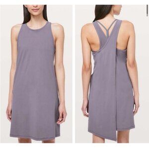 Lululemon Early Morning Dress Women’s Size 10 Faux Wrap Pockets Graphite Purple